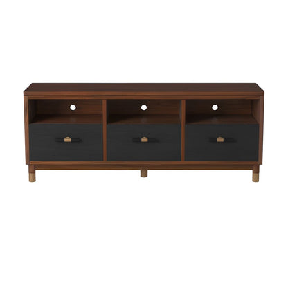 Mahogany Solids & Veneer Open Shelving TV Stand - Brown / Black