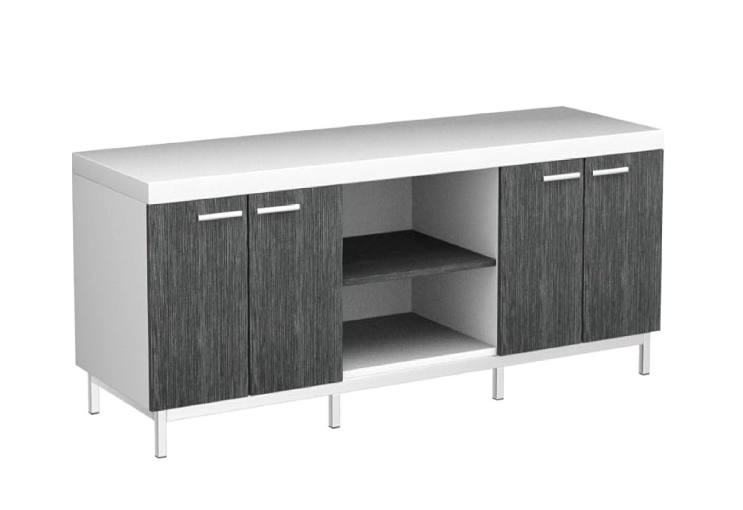 Cabinet Enclosed Storage, TV Stand - Gray / White