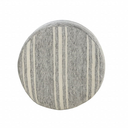 Polyester Round Striped Indoor Outdoor Pouf Ottoman - Gray