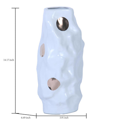 Modern And Elegant White Ceramic Vase With Gold Design