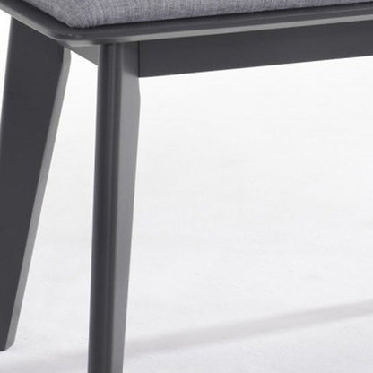 Modern Fabric Upholstered Dining Bench With Charcoal Gray Painted Wood Legs - Gray