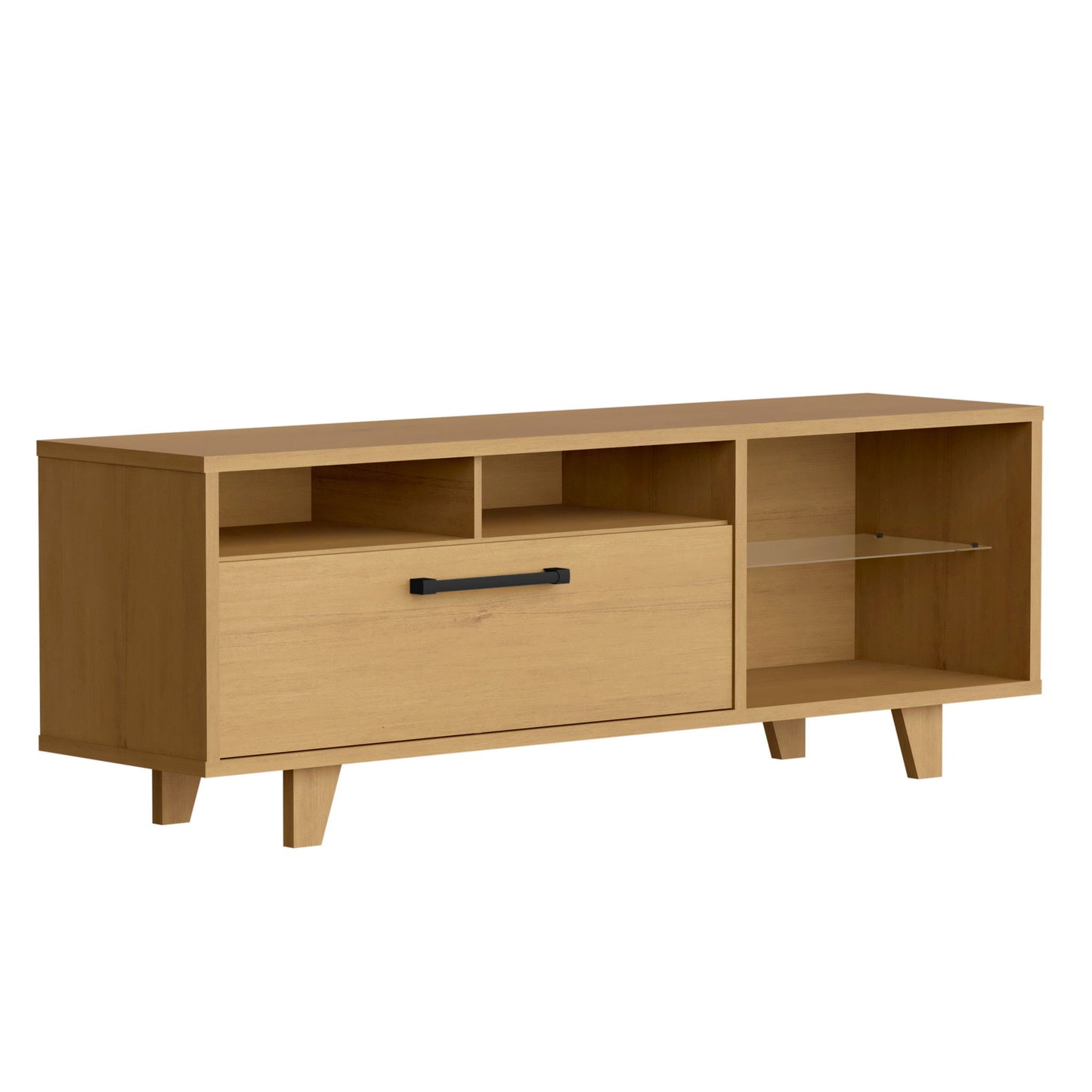 Manufactured Wood Open Shelving TV Stand - Brown