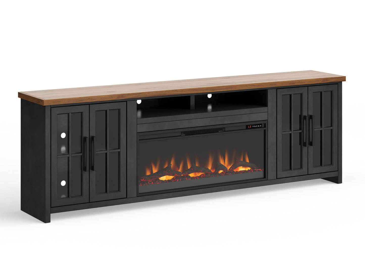 Essex - Fireplace TV Stand Console For TVs Up To 100" - Black, Whiskey