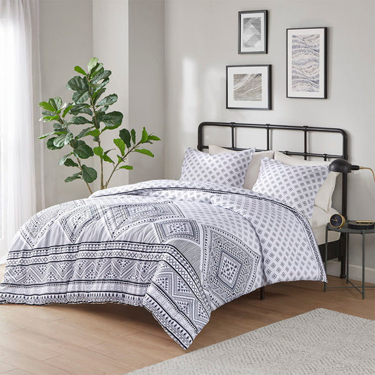 Reversible Comforter Set, White / Black