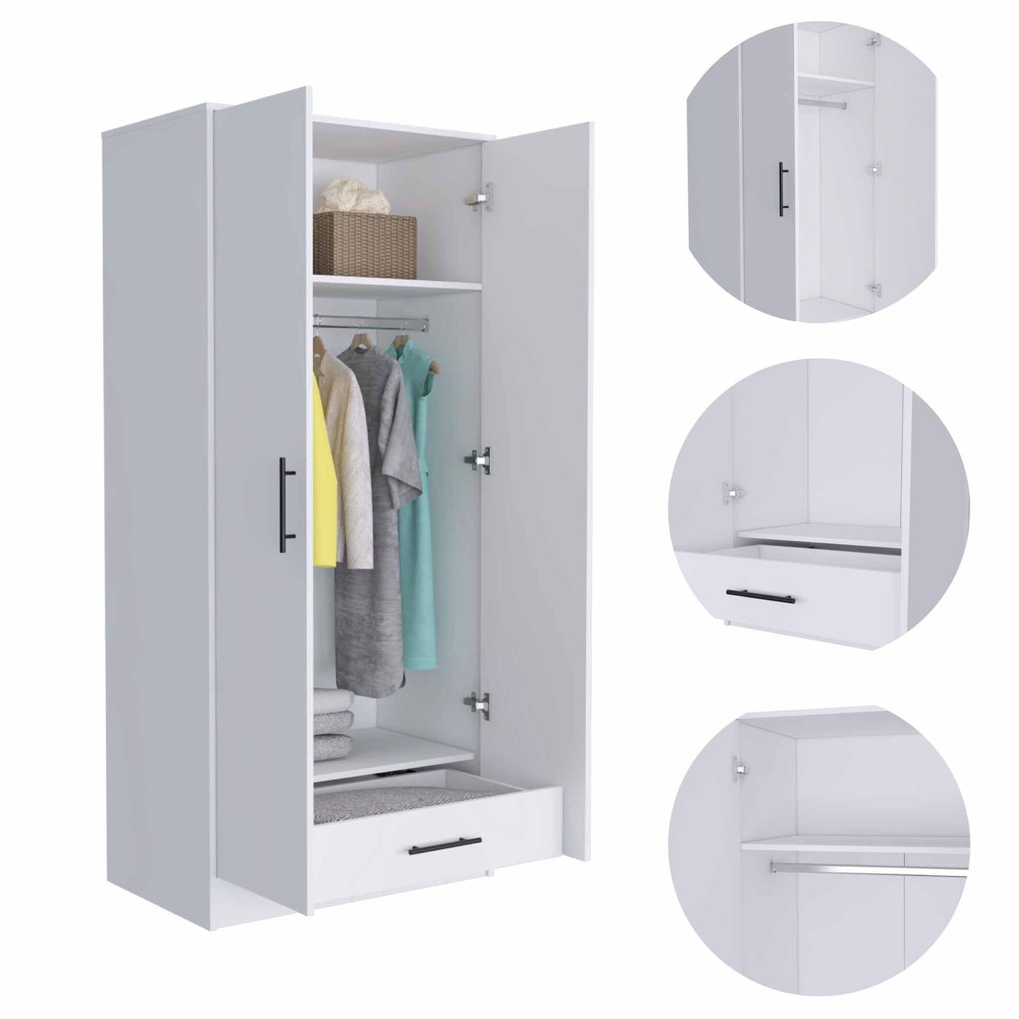 Tall Two Door Closet - White