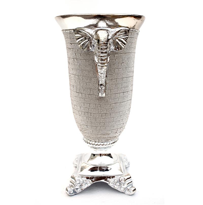 Ambrose Plated Crystal Embellished Ceramic Vase - Silver