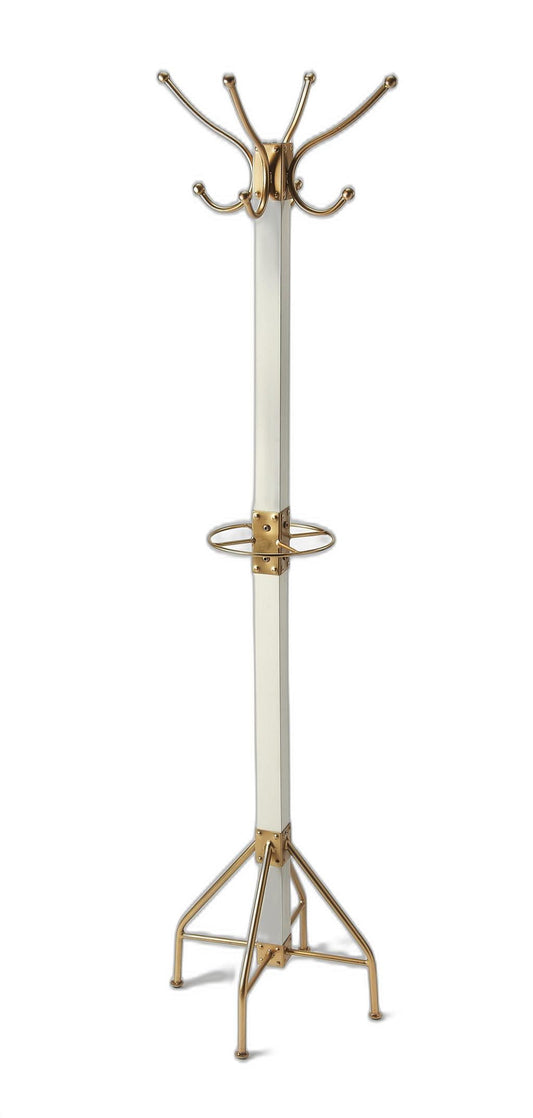 Logan Square Coat Rack Tree - White / Gold