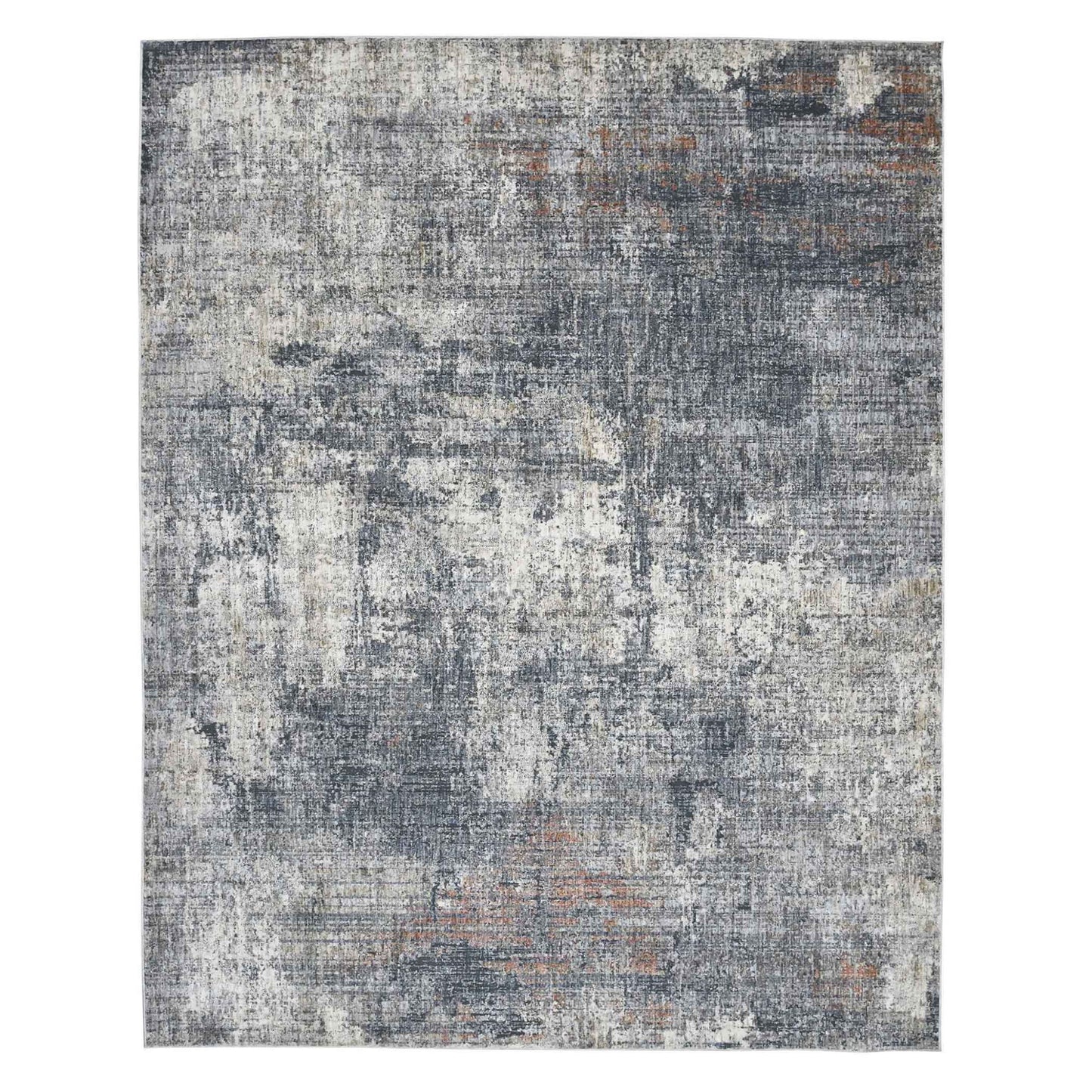 9' x 12' Abstract Power Loom Area Rug - Ivory And Gray