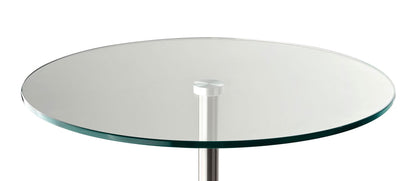 Glass Round End Table - Silver / Clear