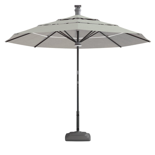 Color Sunbrella Octagonal Lighted Market Smart Patio Umbrella - White