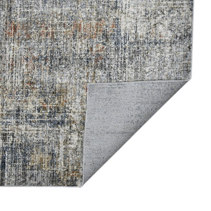 9' x 12' Abstract Power Loom Area Rug - Ivory Gray And Orange