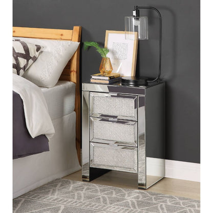 Lavina - Accent Table - Mirrored & Faux Diamonds