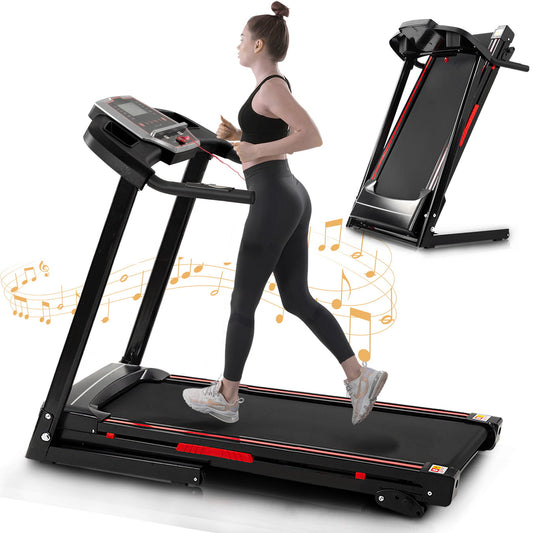 Folding Treadmills For Home - 3.5Hp Portable Foldable With Incline, Electric Treadmill For Running Walking Jogging Exercise With 12 Preset Programs, Indoor Workout Training Space Save Apartment, App - Black