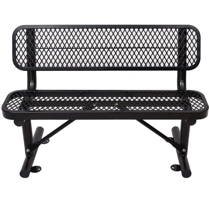 6' Outdoor Steel Bench With Backrest