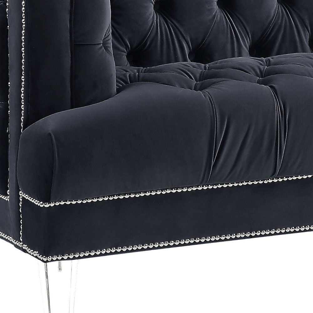 Velvet Loveseat - Charcoal / Silver