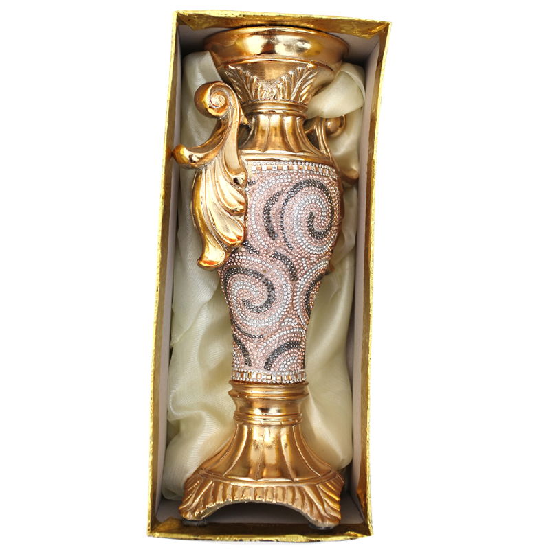 Ambrose Gold Plated Crystal Embellished Ceramic Candlestick Holder (6 In. X 4 In. X 11. 5 In.)