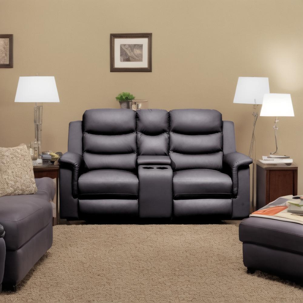 2 Seat Reclining Loveseat With Middle Console Slipcover, Stretch Loveseat Reclining Sofa Covers - Black