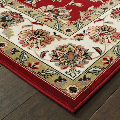 1' x 3' Machine Woven Floral Oriental Indoor Area Rug - Red Ivory