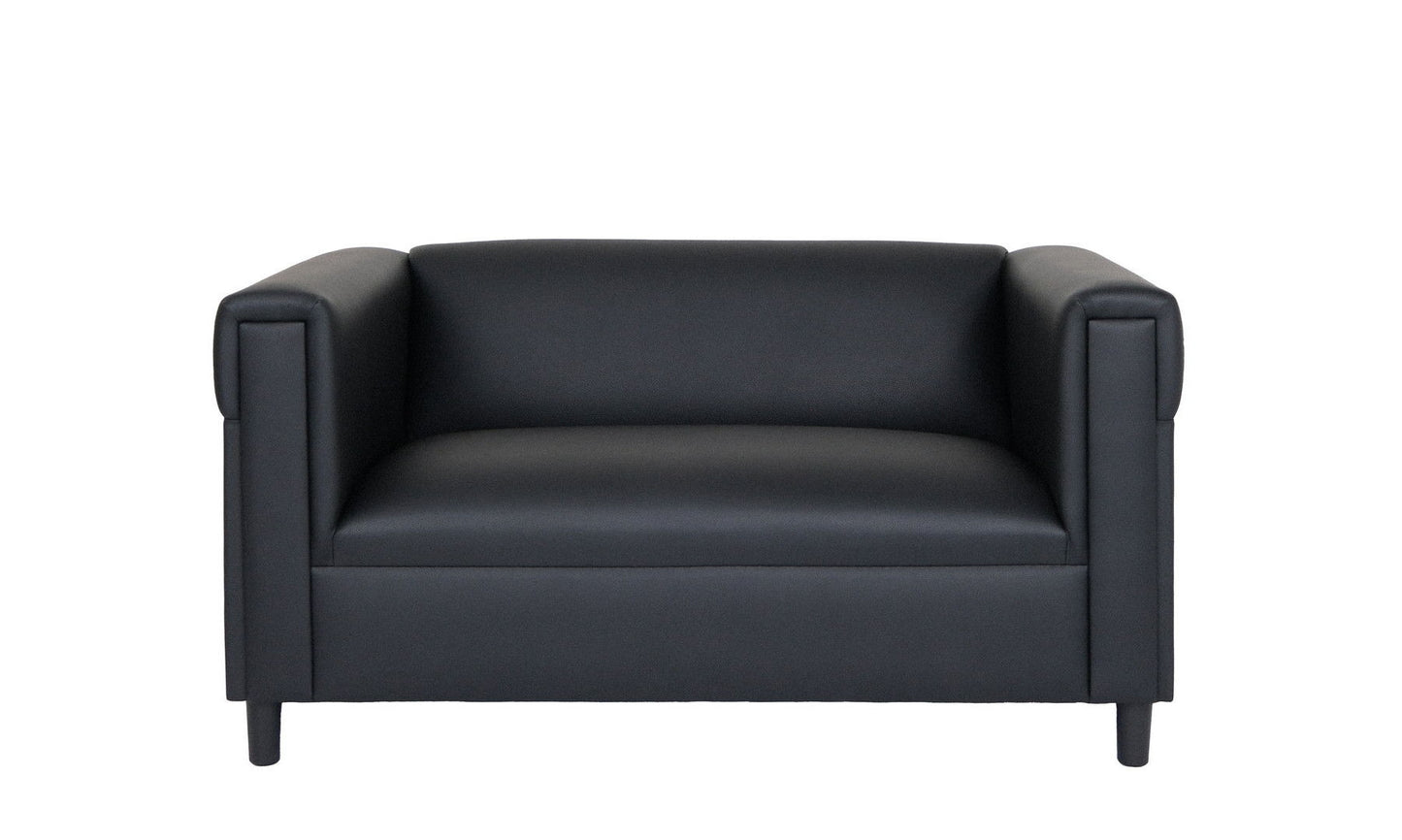 Faux Leather Loveseat - Black