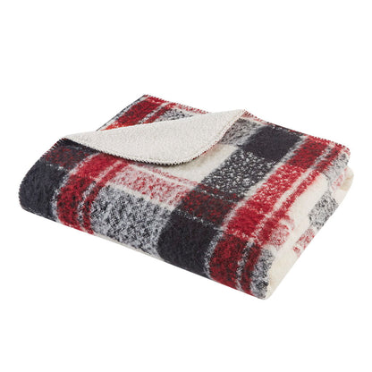 Faux Mohair To Sherpa Throw - Red