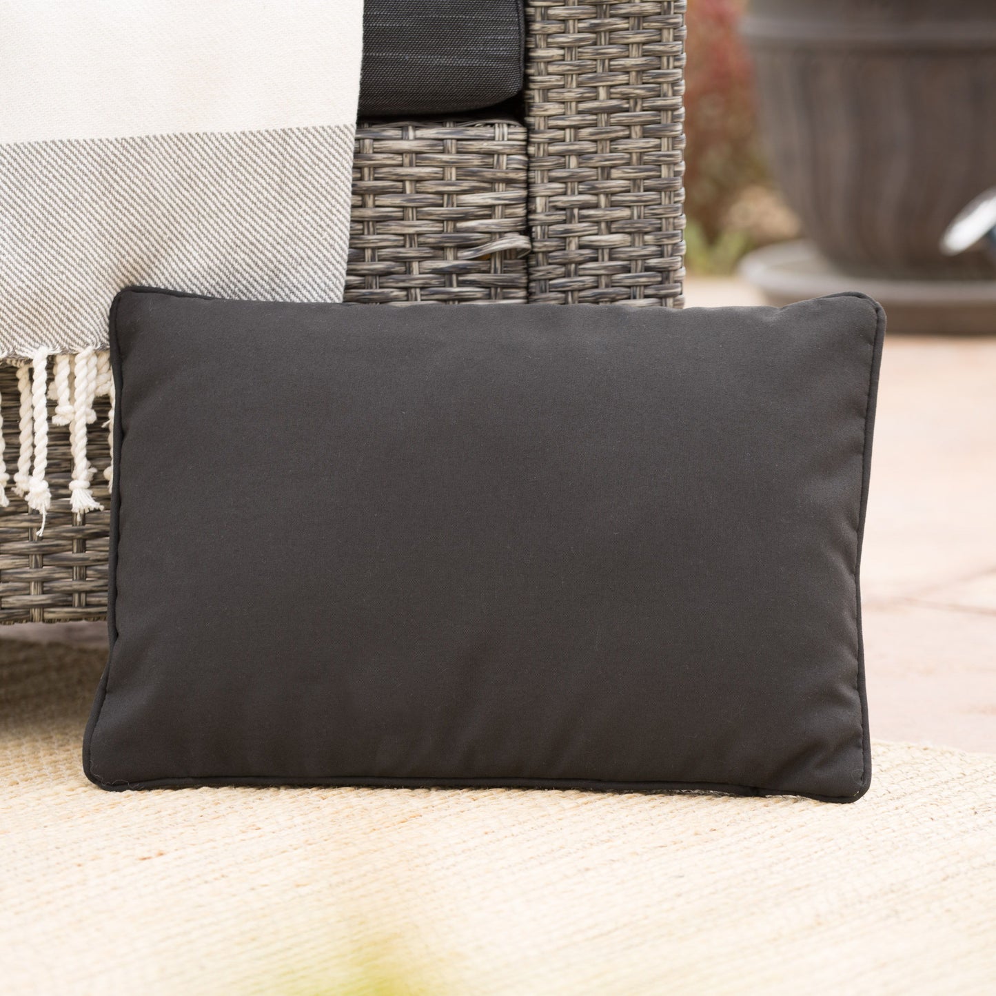 Coronado Rectangular Pillow Outdoor Pillows - Black