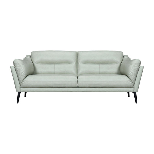 Leather Sofa With Black Legs - Mint Green