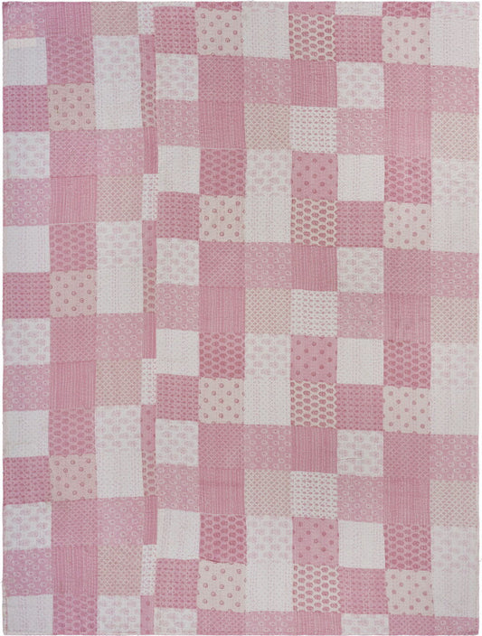 Knitted Cotton, Geometric Throw - Pink