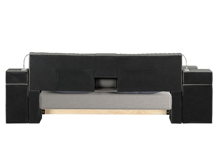 Zoya Smart Multifunctional King Size Bed Made with Wood in Gray