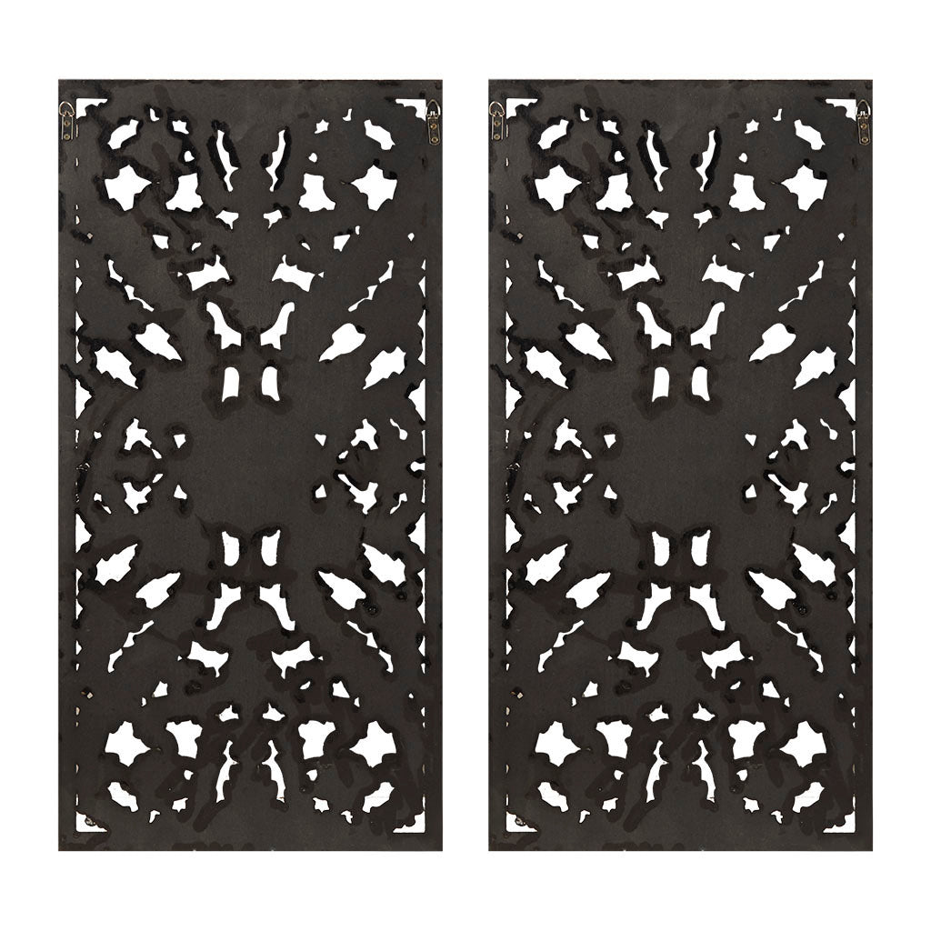 Botanical Panel Distressed Carved Wood 2-piece Wall Decor Set