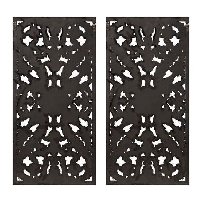 Botanical Panel Distressed Carved Wood 2-piece Wall Decor Set