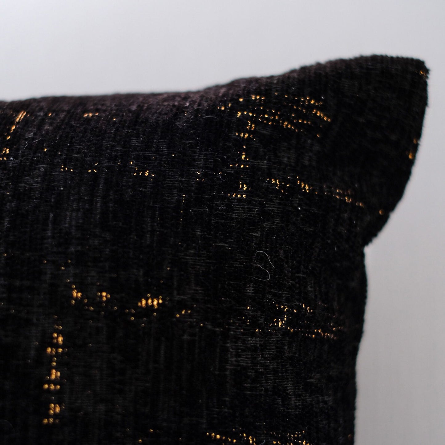 Decorative Black And Gold Chenille Throw Pillow