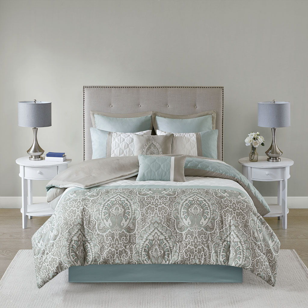 8 Piece Comforter Set In Seafoam