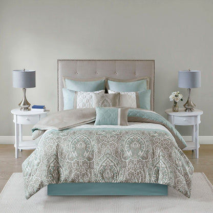 8 Piece Comforter Set, Seafoam