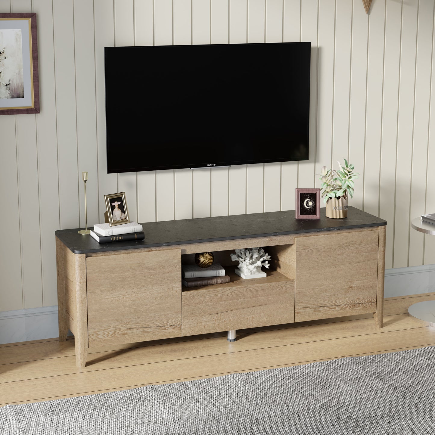 Modern TV Stand With LED Lights Entertainment Center TV Cabinet With Storage For Up To 75" For Gaming Living Room Bedroom