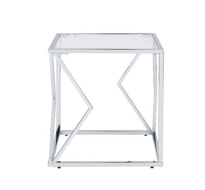 Virtue - End Table - Clear Glass & Chrome Finish