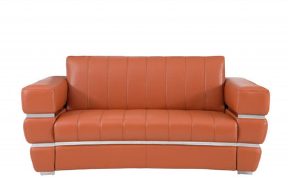 Italian Leather Loveseat - Camel