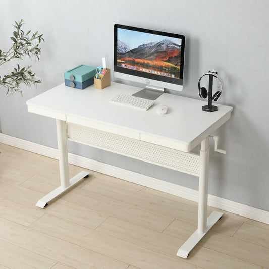 Standing Desk With Metal Drawer, Adjustable Height Stand Up Desk, Sit Stand Home Office Desk, Ergonomic Workstation