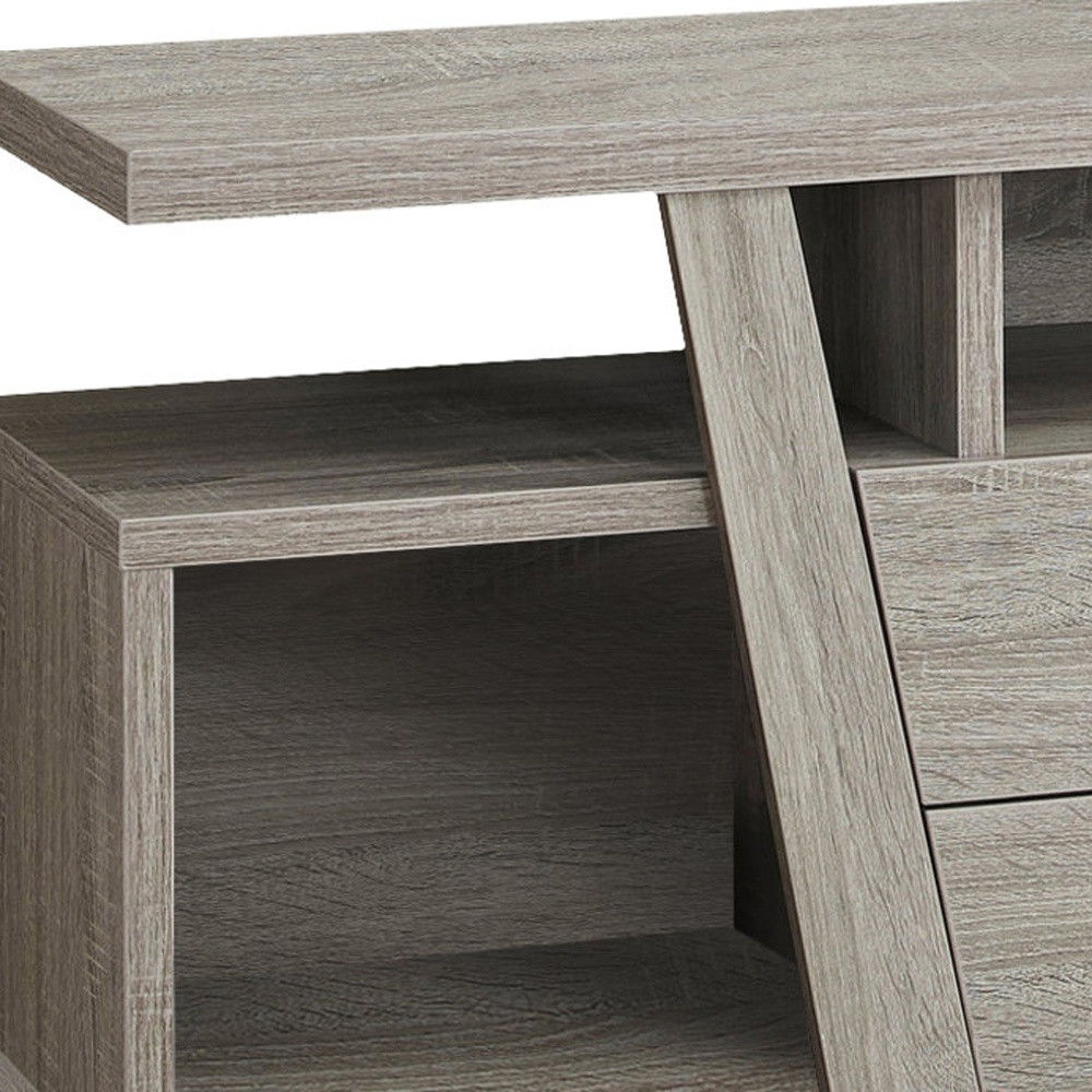 Wooden Open Shelving TV Stand - Deep Taupe