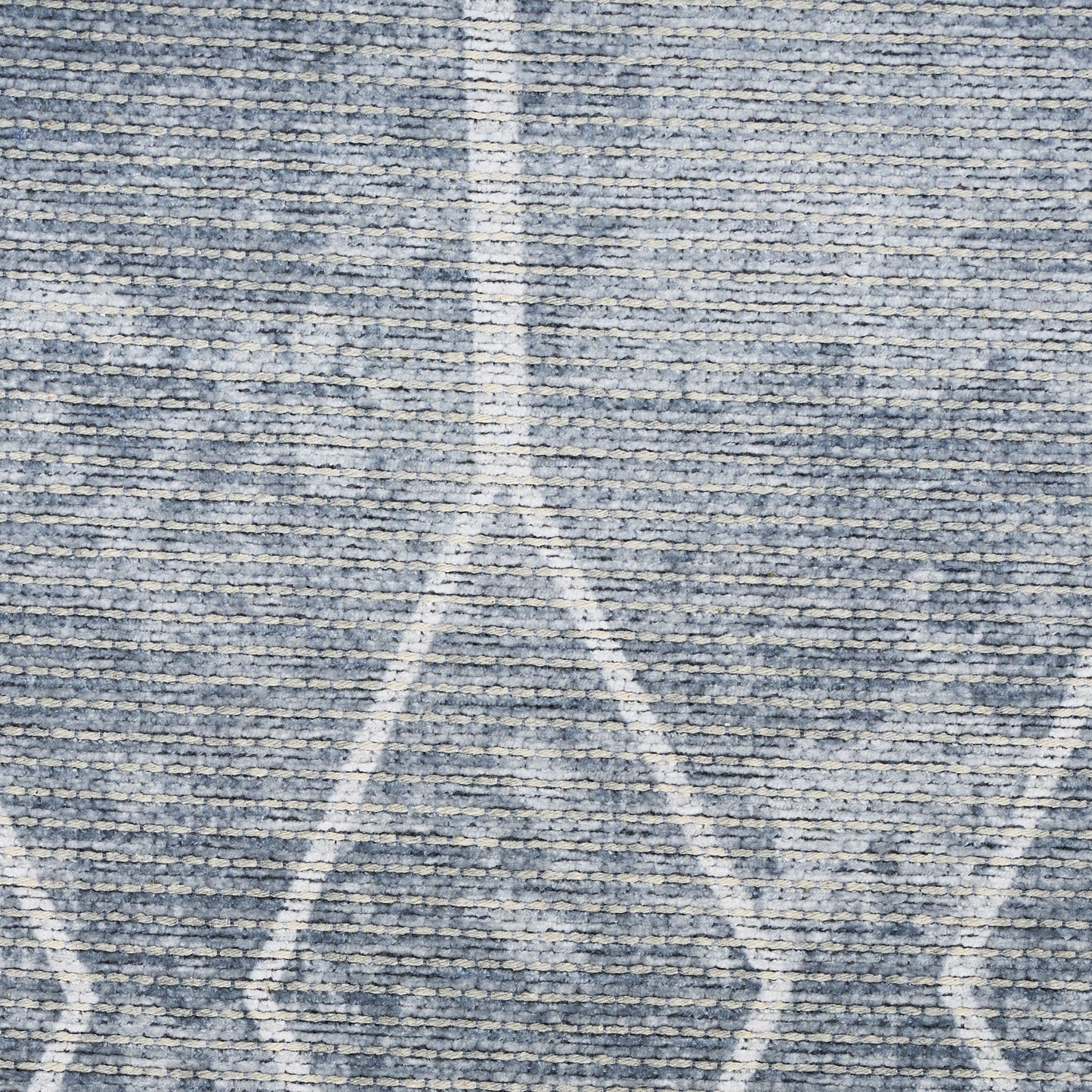 10' Geometric Power Loom Washable Runner Rug - Blue And Gray