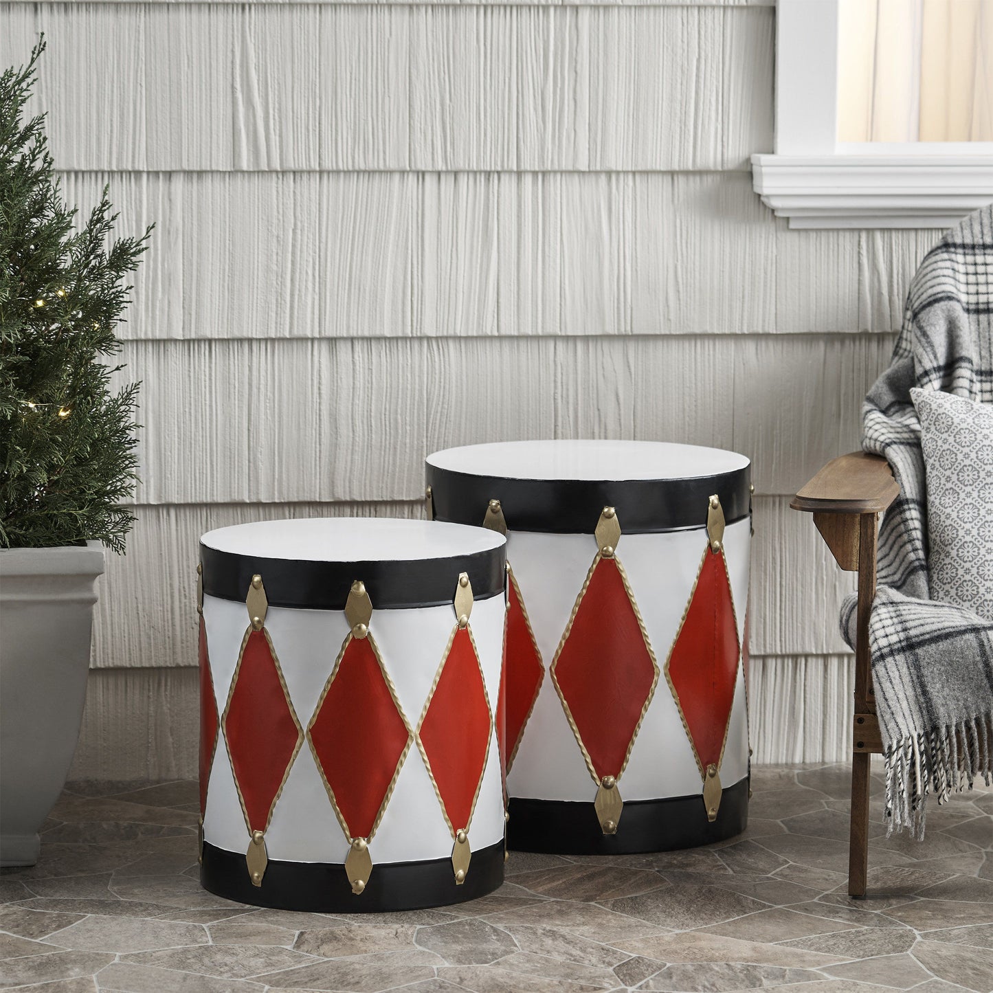 Metal Drum Decoration - White