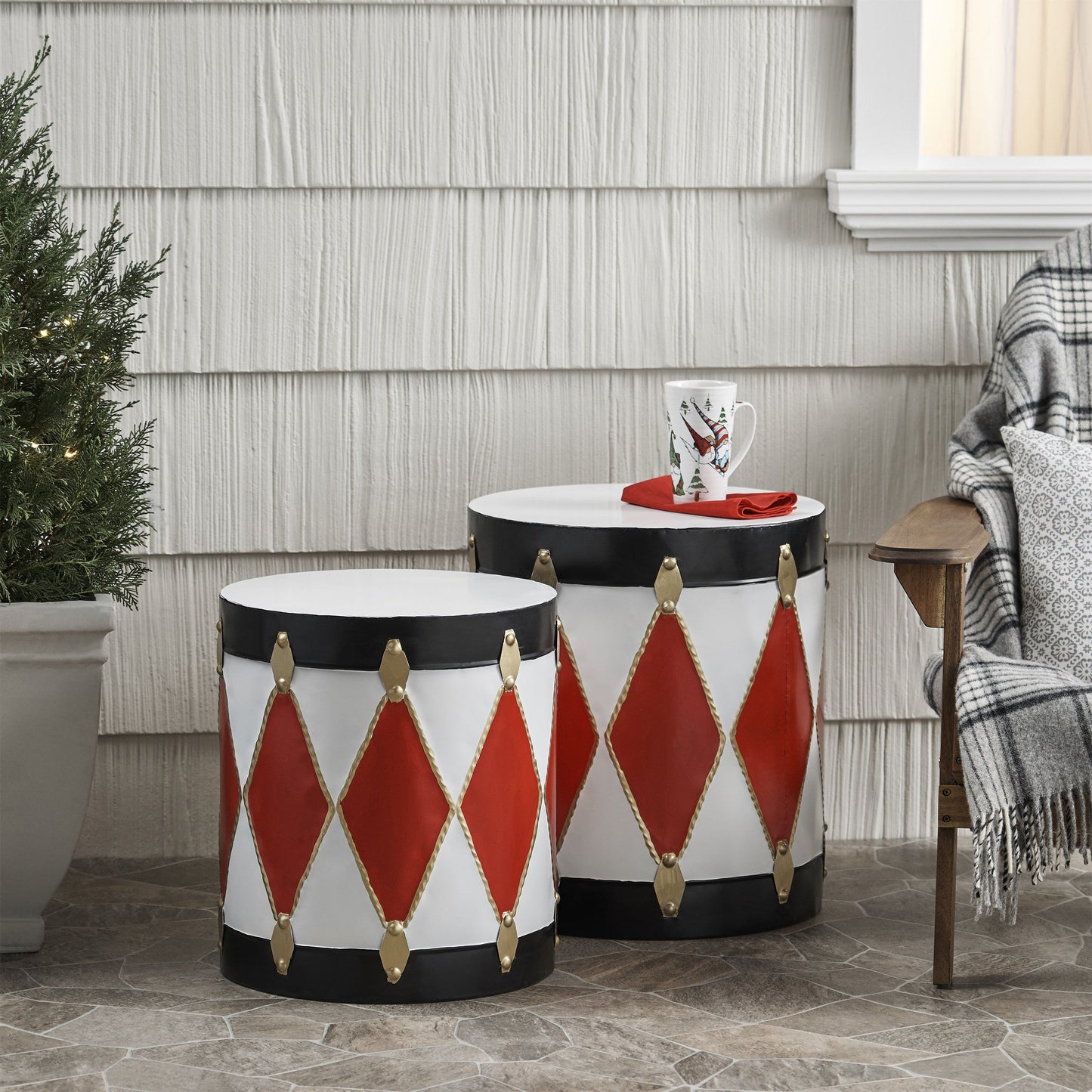 Metal Drum Decoration - White