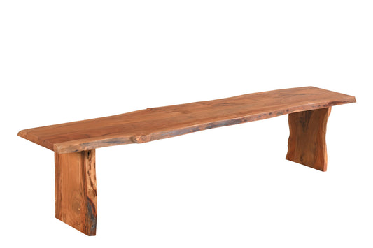 Solid Wood Live Edge Dining Bench - Brown