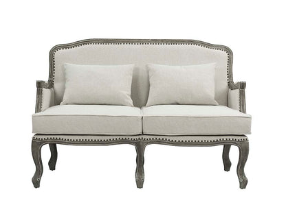 Tania - Loveseat - Cream Linen & Brown Finish