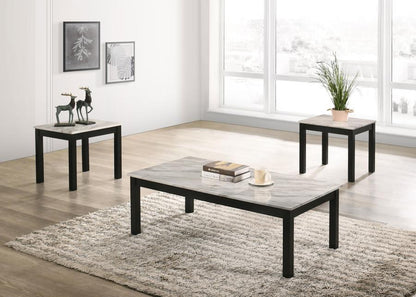 Bates - Faux Marble Top Coffee Table Set