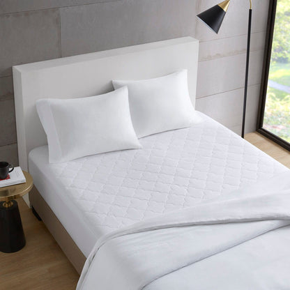 Cotton Percale Quilted Mattress Pad - White