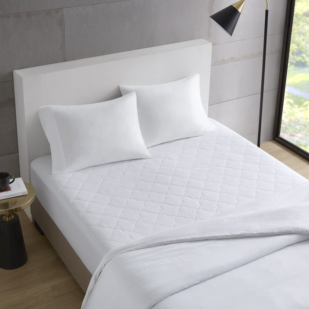 Percale Quilted Mattress Pad White