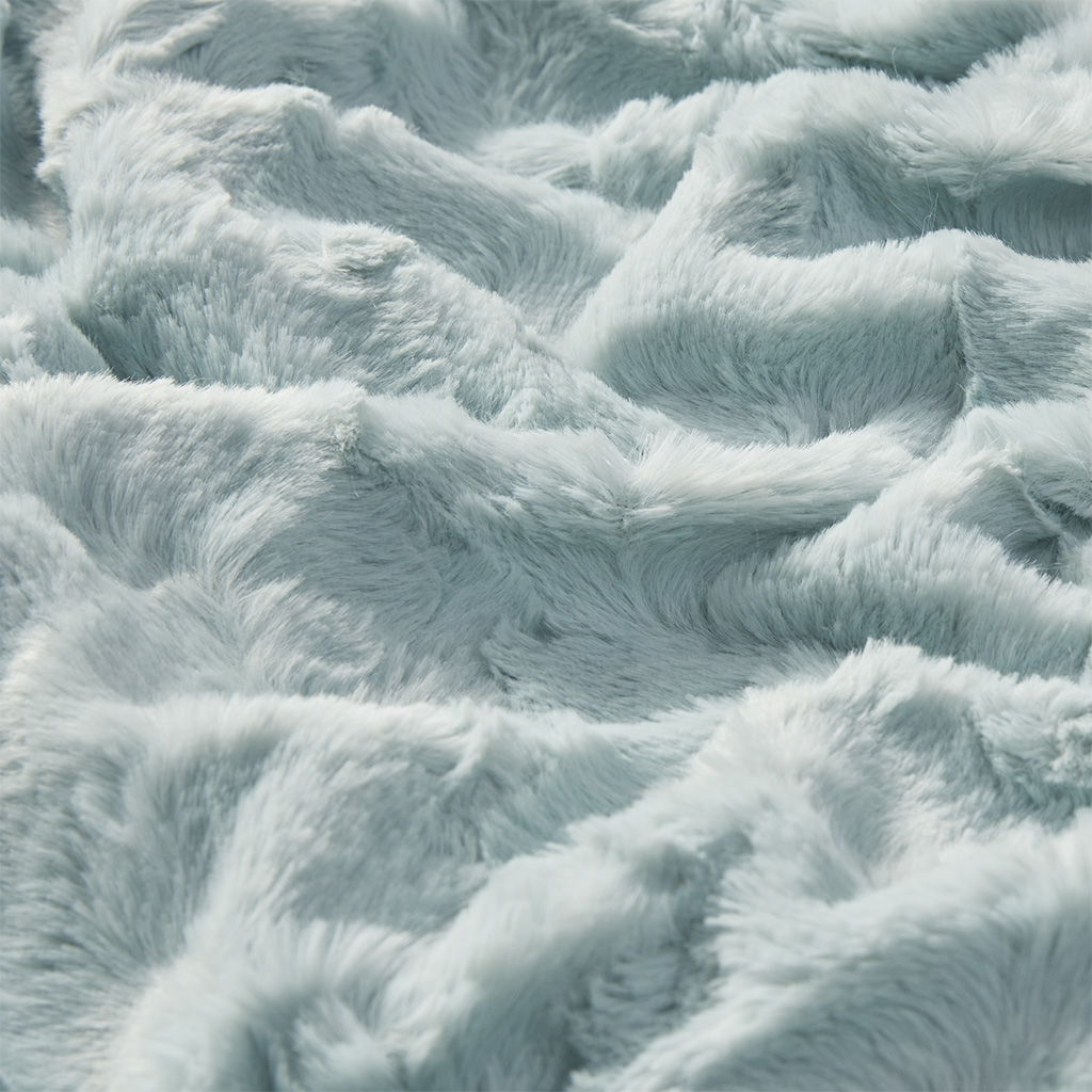 Oversized Faux Fur Throw - Aqua