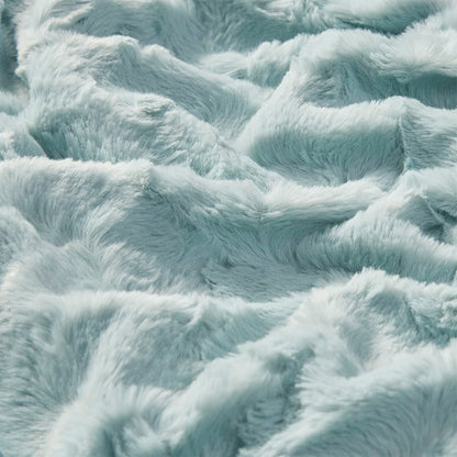 Oversized Faux Fur Throw - Aqua