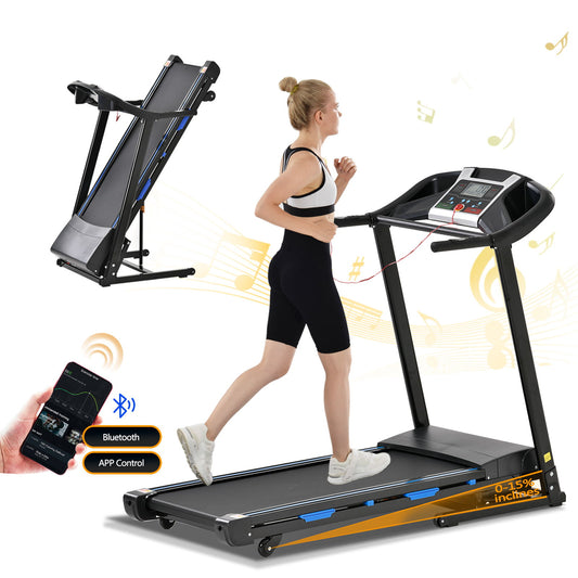 Treadmills For Home, Electric Treadmill With 15% Automatic Incline, Foldable 3. 25Hp Workout Running Machine Walking, Double Running Board Shock Absorption Pulse Sensor Bluetooth Speaker App Fitshow.