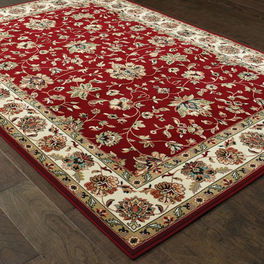 1' x 3' Machine Woven Floral Oriental Indoor Area Rug - Red Ivory